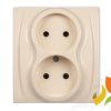LOGO Gniazdo podwójne bez uziemienia (przesłony torów prądowych) beżowy 1LGP-2p KARLIK