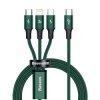 Kabel USB-iPhone/MicroUSB/USB-C BASEUS 3w1, Zielony 1,5m CAMLT-SC06