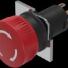 Emergency stop, rotary release, mounting Ø  16.2 mm, unlit, 1 Form A (N/O) + 1 Form B (N/C), 51-253.022