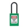 Blokada Kłódka z blokadą bezpieczeństwa Master Lock Zielony, materiał: Tworzywo termoplastyczne Zenex długość pałąka: 38
