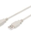 USB 2.0 adapter cable, USB plug type A to USB plug type B, 1.8 m, beige, AK-300105-018-E