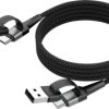 Ansmann Kabel USB Złącze męskie USB-A, Złącze męskie USB-C®, Złącze męskie Lightning 120 cm czarny Materiałowy płaszcz 1