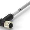 Sensor actuator cable, M12-cable socket, angled to open end, 5 pole, 0.5 m, PVC, gray, 4 A, TAA754A1611-001