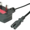 Kabel zasilający VALUE UK z wtyczką płaską Euro C7, 2-stykowy, czarny, 1,8 m