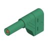 Wtyk bezpieczny 4mm przykręcany kątowy 24A, zielony