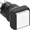 Pushbutton, illuminable, groping, 1 Form C (NO/NC), waistband square, white, front ring black, mounting Ø 16 mm, XB6ECW1B1P