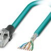 Patch cable, RJ45 plug, straight to open end, Cat 6A, S/FTP, PUR, 1 m, water blue, 1113202