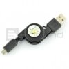 Przewód microUSB B - A zwijany - 0,75 m - czarny