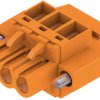 Pin header, 3 pole, pitch 5.08 mm, angled, orange, 1949810000