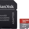 SanDisk Ultra® microSDXC 128 GB Class 10, UHS-I standard wydajności A1, zaw. oprogramowanie Android, zaw. kartę pamięci