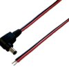 DC connection cable, 500 mm, red/black, plug 2.5 x 5.5 mm, angled to open end, 075156