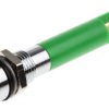 Lampka kontrolna do montażu panelowego 12V c.c., zielona 8mm LED Chrom Końcówka lutownicza RS PRO
