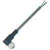 Sensor actuator cable, M8-cable plug, angled to open end, 3 pole, 1.5 m, PUR, gray, 4 A, 21025544301