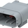 Plug, unequipped, 12 pole, straight, 2 rows, gray, 284844-2