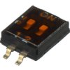 Przełącznik DIP 2-pozycyjny SPST SMD 100 mA przy 50 V DC (liniowy), 25 mA przy 24 V DC (impulsowy) -20 → +70°C