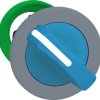 Toggle switch, 2 positions, unlit, groping, waistband round, blue, front ring gray, 90°, mounting Ø 30.5 mm, ZB5FD406C0