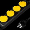 LPS212 Socket outlet, 4 sockets, outdoor, 1.4 m, black/yellow