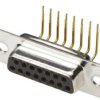 Złącze D-Sub 9-pinowe Żeński Kąt Proste Przewlekany raster 2.77mm Złoto na niklu