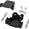 D-Sub connector housing, size: 1 (DE), straight 180°, cable Ø 6 mm, plastic, black, 29415.1