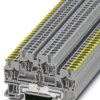 Protective conductor double level terminal, spring balancer connection, 0.08-4.0 mm², 32 A, 6 kV, green/yellow/gray, 3036314