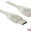 Delock Kabel USB USB 2.0 Złącze męskie USB-A, Złącze męskie USB-A 3.00 m przeźroczysty z rdzeniem ferrytowym 83890