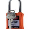 Blokada Blokada bezpieczeństwa RS PRO Pomarańczowy długość pałąka: 38mm zamki: 1
