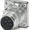 Surface mount socket, M17, 6 pole, crimp connection, standard/ONECLICK quick locking system, straight, 1628919