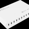 PCA-D009W USB charger, 250 W, 10x USB-C, PD 3.0, PPS, QC 5 white