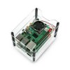 Obudowa do dwóch Raspberry Pi 4B/3B+/3B/2B - z dwoma wentylatorami - otwarta V2 przezroczysta - czarne dystanse