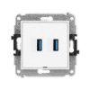 Mini Mechanizm Gniazda Podwójnego 2Xusb A-A 3.0, Bez Pola Opisowego Biały Mat...