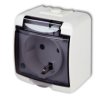 JUNIOR IP54 Gniazdo pojedyncze z uziemieniem schuko (klapka dymna: bez przesłon) biały GHE-1sd KARLIK