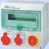 Rozdzielnica RSS-03 z rozłącznikiem 0-1 63A okienko 12 mod okablowana 1x32A 3P+N+Z 400V, 1x16A 3P+N+Z 400V IP44 942037