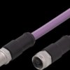 Sensor actuator cable, M12 cable plug, straight, A to M12 cable socket, straight, A, 5 pole/5 pole, 0.3 m, PUR, purple, 4 A, E11
