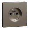 Socket-outlet, Merten System Design, 2P + E, 16A, French, screwless terminals, glossy, stainless steel