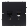Simon Basic Gniazdo komputerowe RJ45 kat.5e + telefoniczne RJ11 (moduł). Montaż gniazda na wkręty do puszki czarny BMF5T.02/49