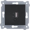 Gniazdo podwójne ładowania USB Typ C + Typ A Czarny Metalik 277/14E EXEN