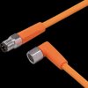Sensor actuator cable, M8 cable plug, straight, A to M8 cable socket, angled, A, 3 pole/3 pole, 0.3 m, PVC, orange, 3 A, EVT148