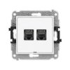 MINI Gniazdo komputerowe podwójne 2xRJ45 kat.8 ekranowane 8-stykowy bez p.opis. biały MGKBO-12 KARLIK