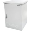 Zewnętrzna szafka rack IP55, wisząca 19 12U 600x600, 4 belki nośne, 4 przepusty kablowe, kolor szary