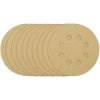 Draper 58111 Gold Sand. Discs-Hook&Loop 125mm 120Grit 8 Dust Extract Holes 10Pc
