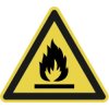 Warning sign, symbol: flames, Ø 100 mm, plastic, 027.01-9-100-W1, package with 10 pieces