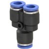Y connector, L 35.5 mm, 10 bar, plastic/brass, nickel-plated, for hoses/pipes, 109847