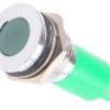 Lampka kontrolna do montażu panelowego 12V ac/dc, zielona 16mm LED Chrom Końcówka lutownicza RS PRO