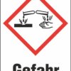 Hazardous goods sign, symbol: GHS05/text: "Gefahr", (W) 37 mm, plastic, 013.29-9-52X37-V / 16 ST.