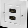 AH0018 HDMI wall plate with coupler HDMI Female/Female, 2-port, white