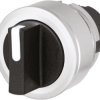Toggle switch, 2 switching positions, unlit, groping, waistband round, black/white, front ring silver, 45°, mounting Ø 30.5 mm,