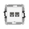 MINI Mechanizm gniazda komputerowego podwójnego 2xRJ45, kat. 6, ekranowane, 8-stykowy, bez pola opisowego biały mat 25MGKBO-6 KA