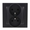 Simon 10 Gniazdo wtyczkowe z uziemieniem podwójne, monoblok, 16A, 250V, zaciski śrubowe kompletne, czarny mat CGZ2/49