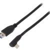 USB.C-F90/AM-30 Kabel USB 3.0 USB A wtyk, USB C wtyk kątowy 3m czarny Żyła: Cu