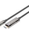 Digitus HDMI / USB-C kabel Wtyczka HDMI-A, Złącze męskie USB-C® 20 m czarny AK-330150-200-S 4K UHD, aluminiowa wtyczka,